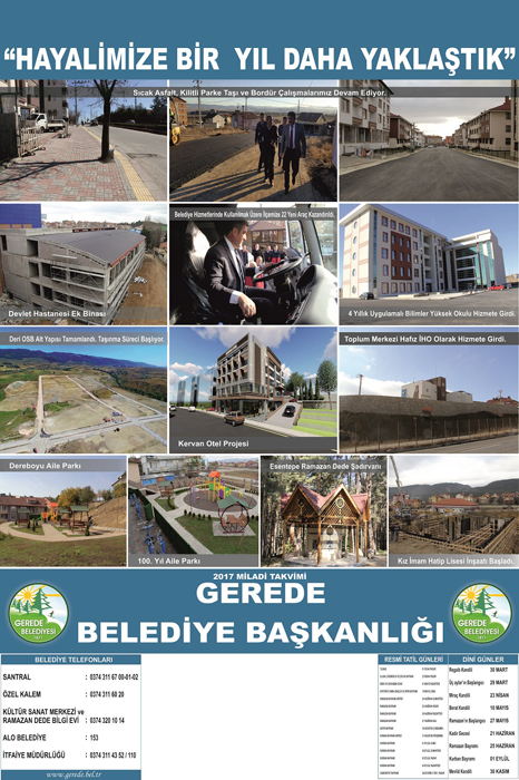 2017 YILI TAKV�MLER� DA�ITILIYOR