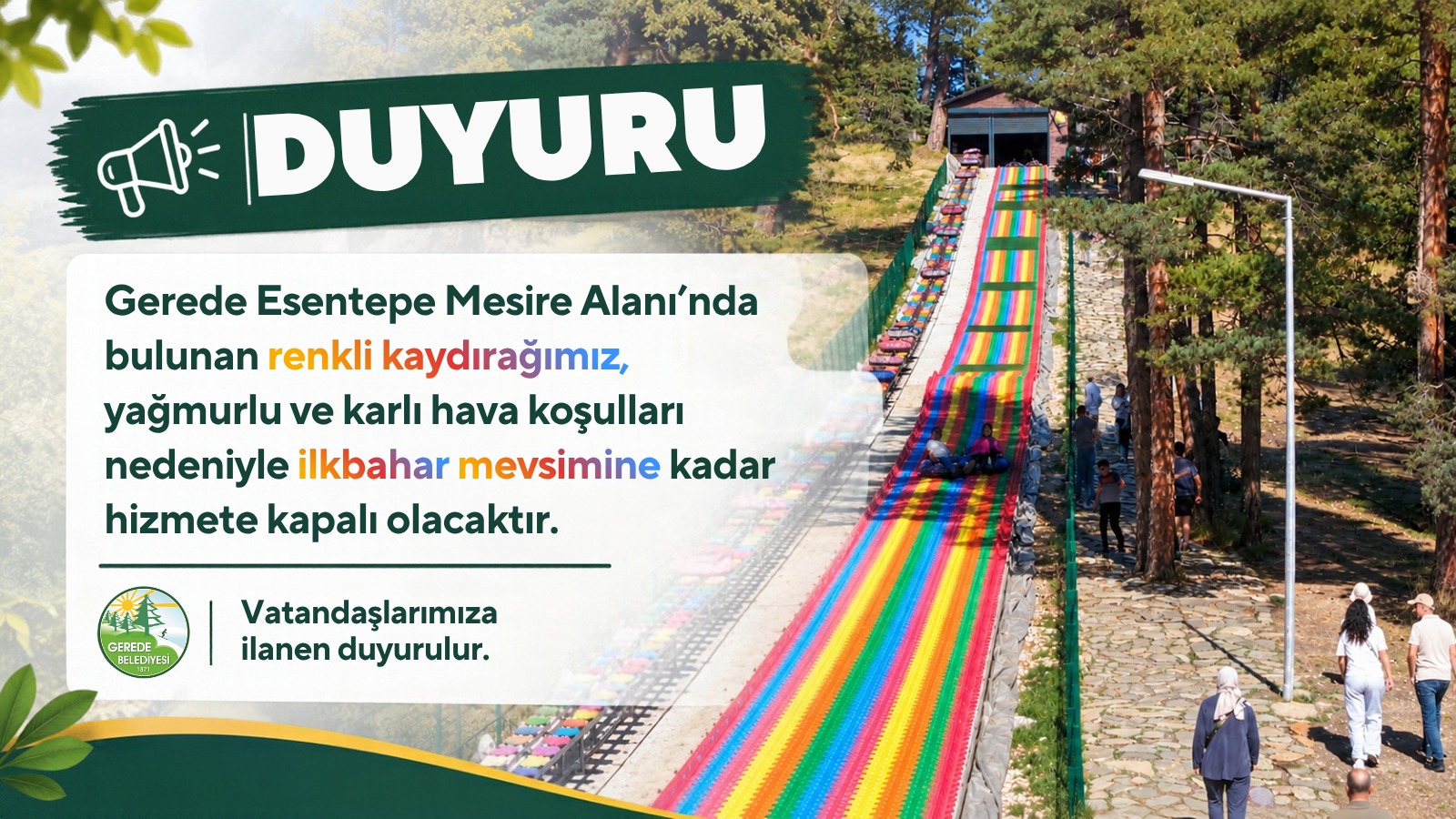 RENKL� KAYDIRAK H�ZMET�M�Z HAKKINDA �NEML� DUYURU