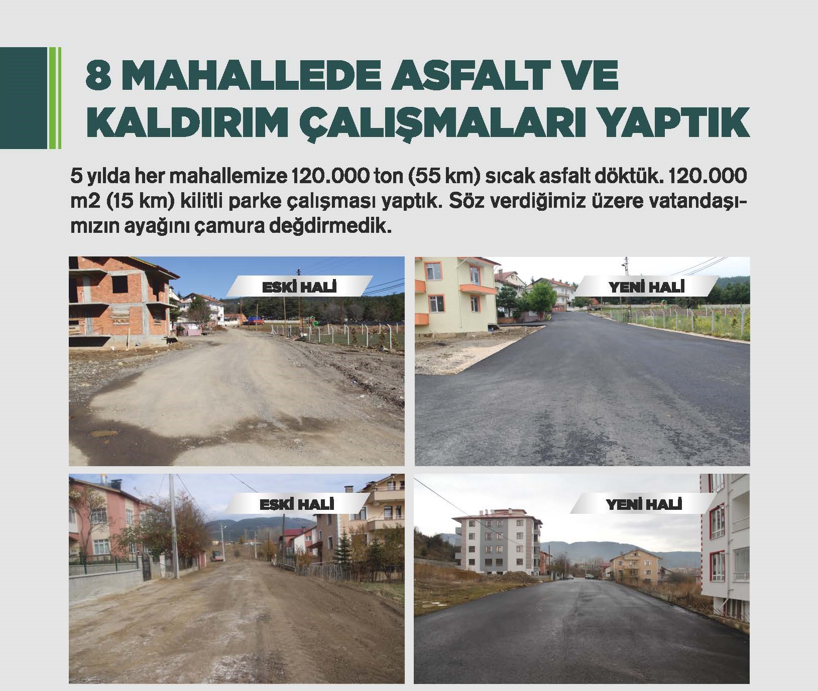 8 MAHALLEDE ASFALT VE KALDIRIM ALIMALARI YAPTIK